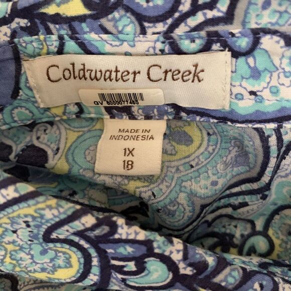 Coldwater Creek Plus Size 1X 18 Multicolor Paisley Print Button Up Shirt Blouse - Picture 5 of 7